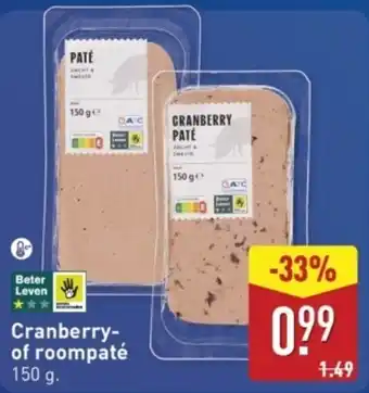 ALDI Cranberry of Roompaté aanbieding
