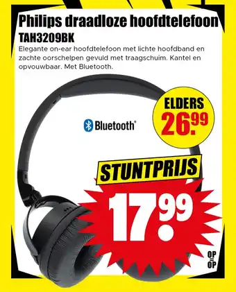 Dirk Philips draadloze hoofdtelefoon TAH3209BK aanbieding
