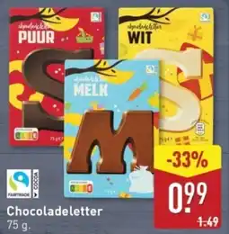 ALDI Chocoladeletter aanbieding