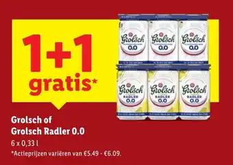 Lidl Grolsch of Grolsch Radler 0.0 aanbieding