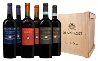 Wijnvoordeel Manieri Primitivo, Negroamaro en Manduria in luxe wijnkist aanbieding