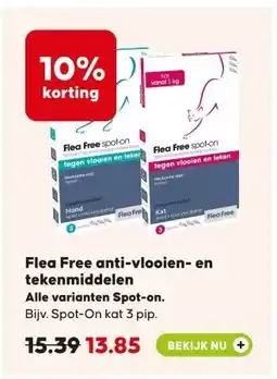 Pets Place Flea Free anti-vlooien- en tekenmiddelen Alle varianten Spot-on. aanbieding