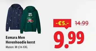 Lidl Esmara Men Herenhoodie kerst aanbieding