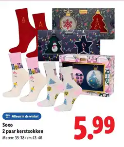 Lidl Soxo 2 paar kerstsokken aanbieding