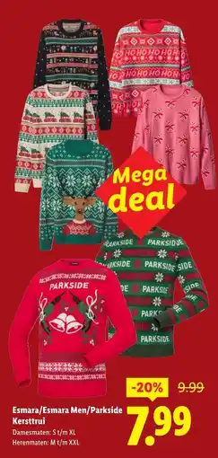 Lidl Esmara esmara men parkside kersttrui aanbieding
