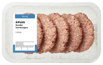 PLUS PLUS Runder hamburgers 5 stuks aanbieding