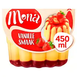 PLUS Mona Vanillepudding met aardbeiensaus aanbieding