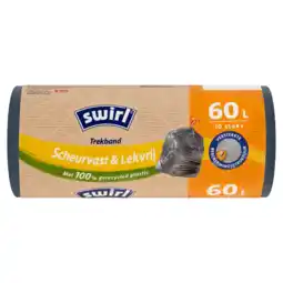 PLUS Swirl Vuilniszakken Trekband Grijs 60L aanbieding