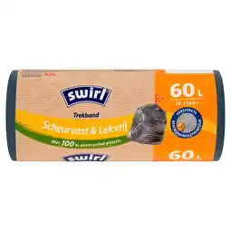 PLUS Swirl Vuilniszakken Trekband Grijs 60L aanbieding