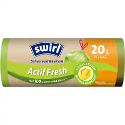 PLUS Swirl Geurvast lekvrij Actif Fresh 20L aanbieding