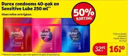Kruidvat Durex condooms 40-pak en Sensitive Lube aanbieding