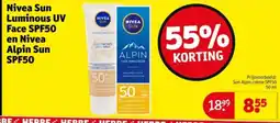 Kruidvat Nivea Sun Luminous UV Face SPF50 en Nivea Alpin Sun SPF50 aanbieding