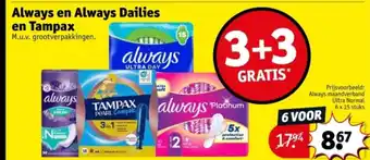 Kruidvat Always en Always Dailies en Tampax aanbieding