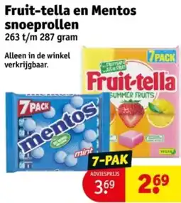 Kruidvat Fruit-tella en Mentos snoeprollen aanbieding