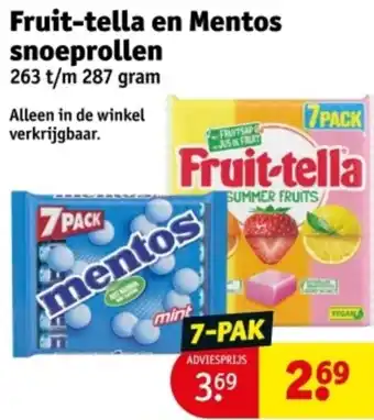 Kruidvat Fruit-tella en Mentos snoeprollen aanbieding