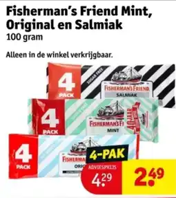 Kruidvat Fisherman's Friend Mint, Original en Salmiak aanbieding
