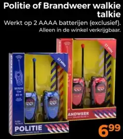 Trekpleister Politie of Brandweer walkie talkie aanbieding