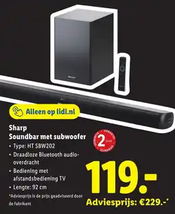 Lidl Sharp Soundbar met subwoofer aanbieding