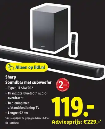 Lidl Sharp Soundbar met subwoofer aanbieding