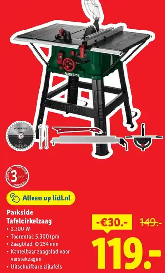 Lidl Parkside Tafelcirkelzaag aanbieding