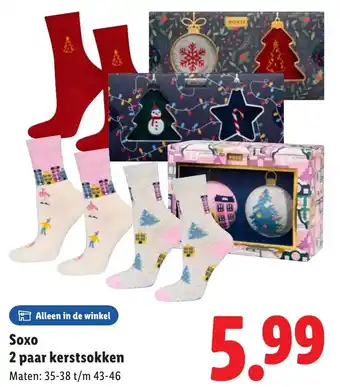 Lidl Soxo 2 paar kerstsokken aanbieding