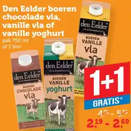 Coop Den Eelder boeren chocolade vla, vanille vla of vanille yoghurt aanbieding