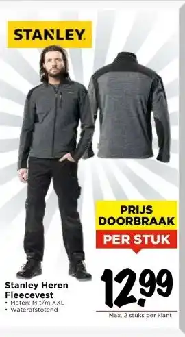 Vomar Voordeelmarkt Stanley Heren Fleecevest aanbieding