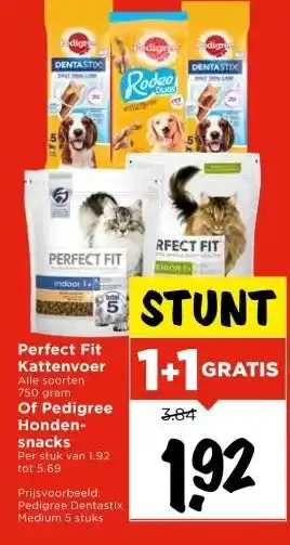 Vomar Voordeelmarkt Perfect Fit Kattenvoer Of Pedigree Honden- snacks aanbieding