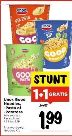Vomar Voordeelmarkt Unox Good Noodles, -Pasta of -Potatoes aanbieding