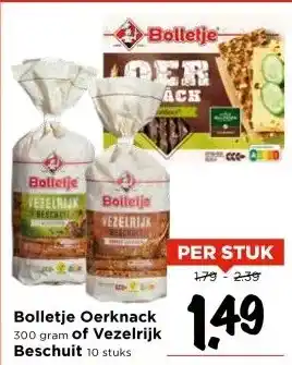 Vomar Voordeelmarkt Bolletje Oerknack of Vezelrijk Beschuit aanbieding