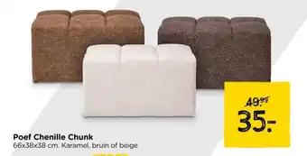 Xenos Poef Chenille Chunk aanbieding