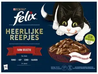 Hoogvliet Felix Heerlijke Reepjes kattenvoer vlees aanbieding