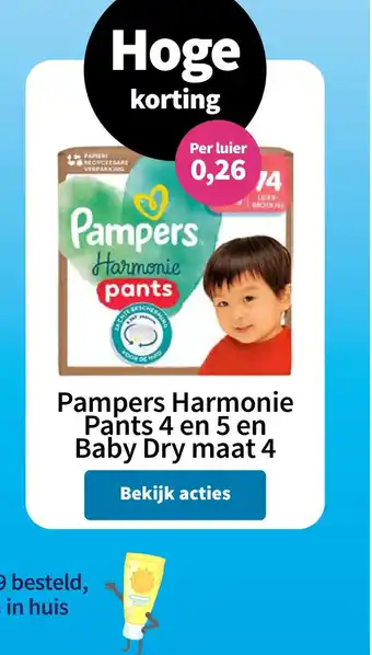 Plein.nl Pampers Harmonie Pants 4 en 5 en Baby Dry maat 4 aanbieding