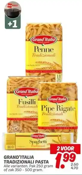 Dekamarkt GRAND'ITALIA TRADIZIONALI PASTA aanbieding
