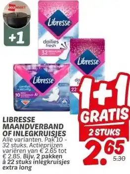 Dekamarkt LIBRESSE MAANDVERBAND OF INLEGKRUISJES aanbieding
