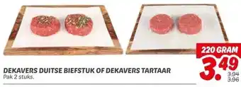 Dekamarkt DEKAVERS DUITSE BIEFSTUK OF DEKAVERS TARTAAR aanbieding