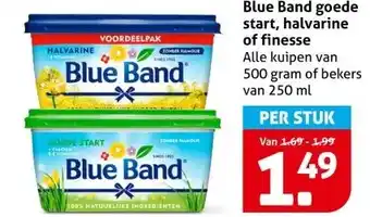 Hoogvliet Blue Band goede start, halvarine of finesse aanbieding
