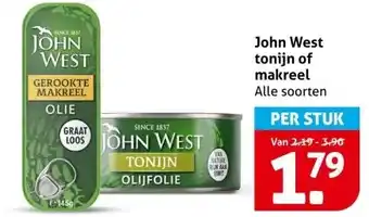 Hoogvliet John West tonijn of makreel aanbieding