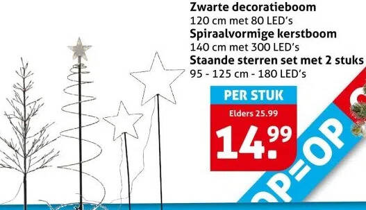 Zwarte Decoratieboom, Spiraalvormige Kerstboom, Staande Sterren Set Aanbieding 56560208