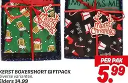 Dekamarkt KERST BOXERSHORT GIFTPACK aanbieding