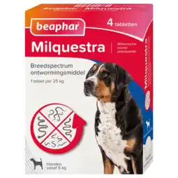 De Online Drogist Beaphar Milquestra Ontwormingsmiddel Honden vanaf 5KG aanbieding