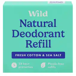 Holland & Barrett Wild Deodorant Fresh Cotton & Sea Salt Navulling - 40g aanbieding
