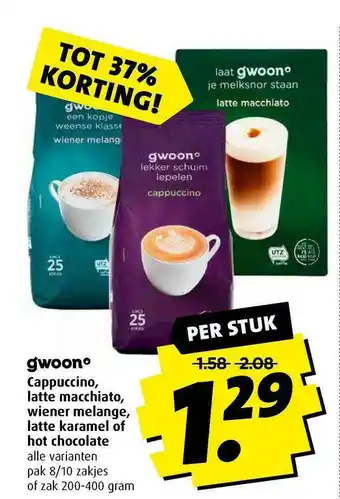 Boni Cappuccino, Latte Macchiato, Wiener Melange, Latte Karamel Of Hot Chocolate aanbieding