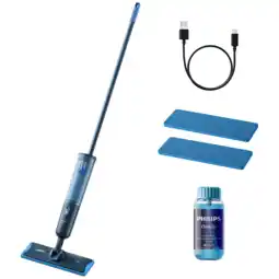 MediaMarkt Philips Oneup Xv3101/11 Elektrische Dweil Blauw Inclusief Extra Dweildoek aanbieding