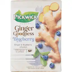 Dekamarkt Pickwick Thee ginger goodness blueberry 15 zakjes aanbieding