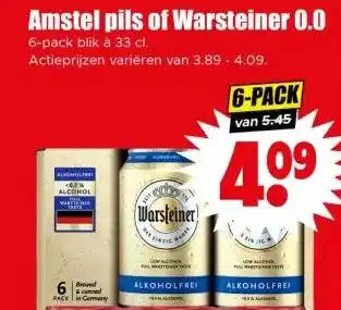 Dirk Amstel pils of Warsteiner 0.0 aanbieding