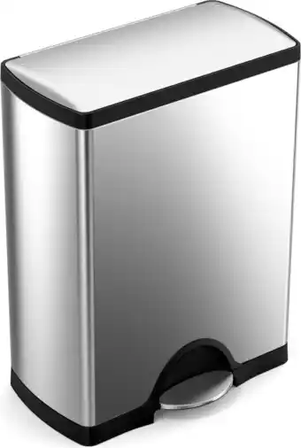 Amazon Simplehuman Classic Afvalemmer, Roestvrij Staal, Zilver, 50L, 1.0 Einheiten aanbieding