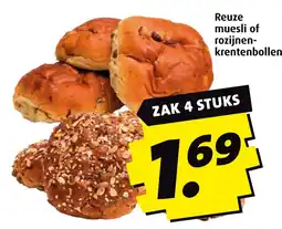 Boni Reuze muesli of rozijnen krentenbollen aanbieding
