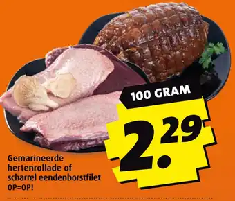 Boni Gemarineerde hertenrollade of scharrel eendenborstfilet aanbieding