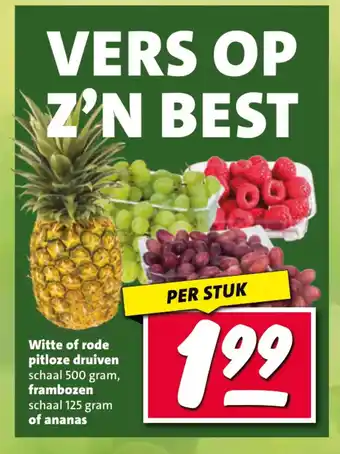 Nettorama Witte of rode pitloze druiven, frambozen of ananas aanbieding